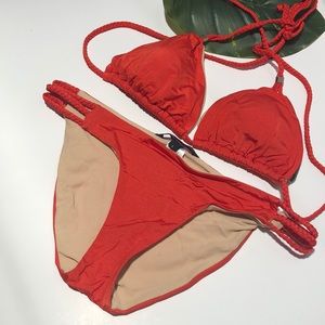 French Connection, Braided swimsuit in red sz M/L